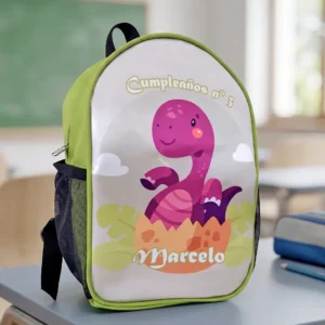 Morral infantil dinosaurios verde
