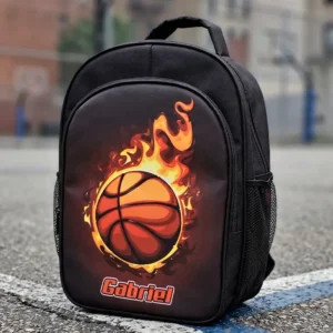 morral negro personalizado con tematica de basket