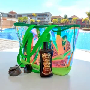 Bolso tornasol transparente de playa impermeable con asas verdes